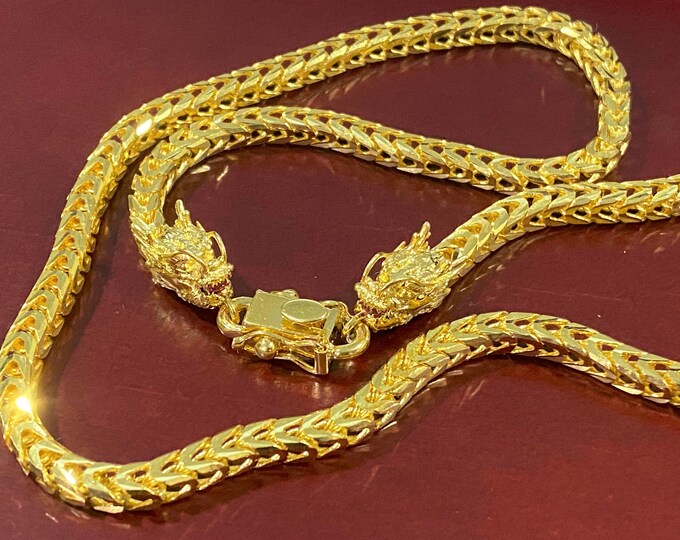 Vintage 18K Yellow Gold Ruby Dragon Link Chain Necklace 23'' Etsy