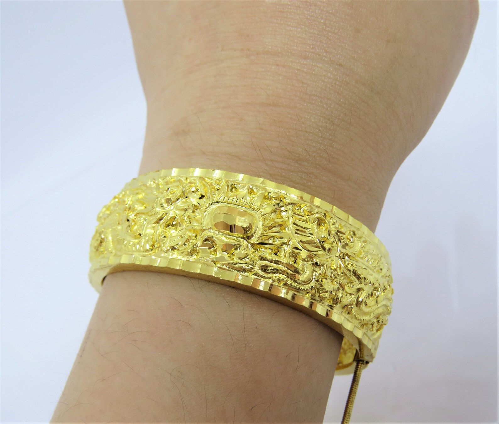 Vintage 24K Solid Pure Gold Dragon Bangle Bracelet 54.5MM Etsy