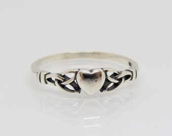 Vintage Sterling Silber Keltischer Herz Ring Größe 7