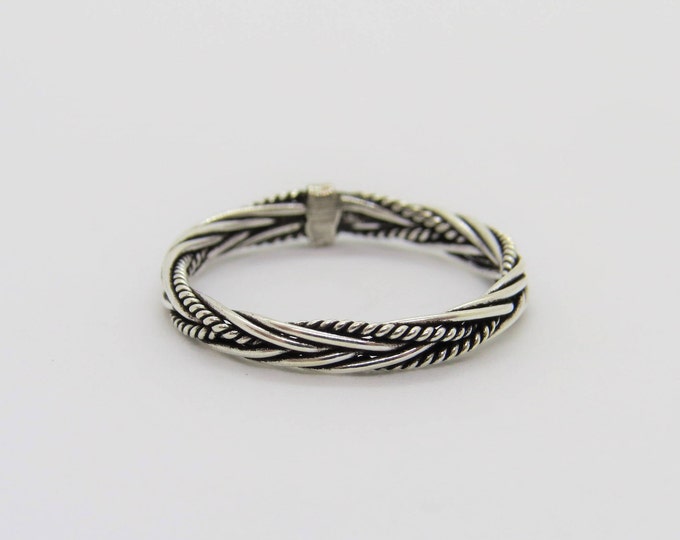 Vintage Sterling Silver Twisted Rope Band Ring Size 7