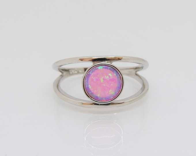 Vintage Sterling Silver Pink Opal Ring Size 7