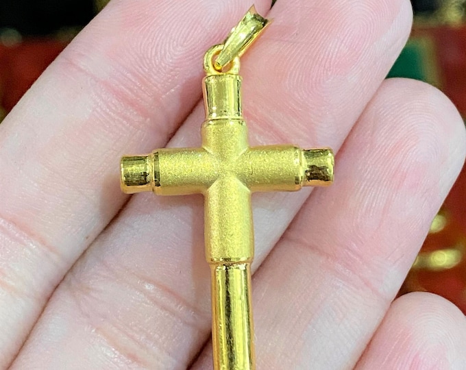 Vintage 24K 999 Pure Gold Cross Pendant.