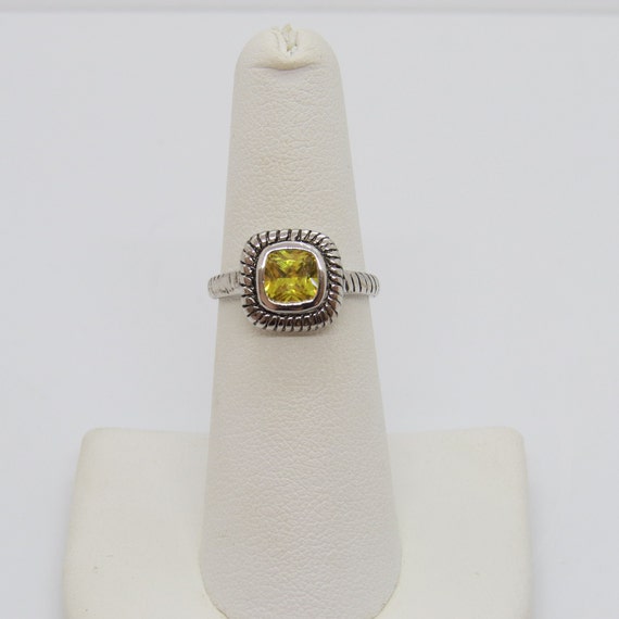 Vintage Sterling Silver Yellow Citrine Square Dom… - image 3