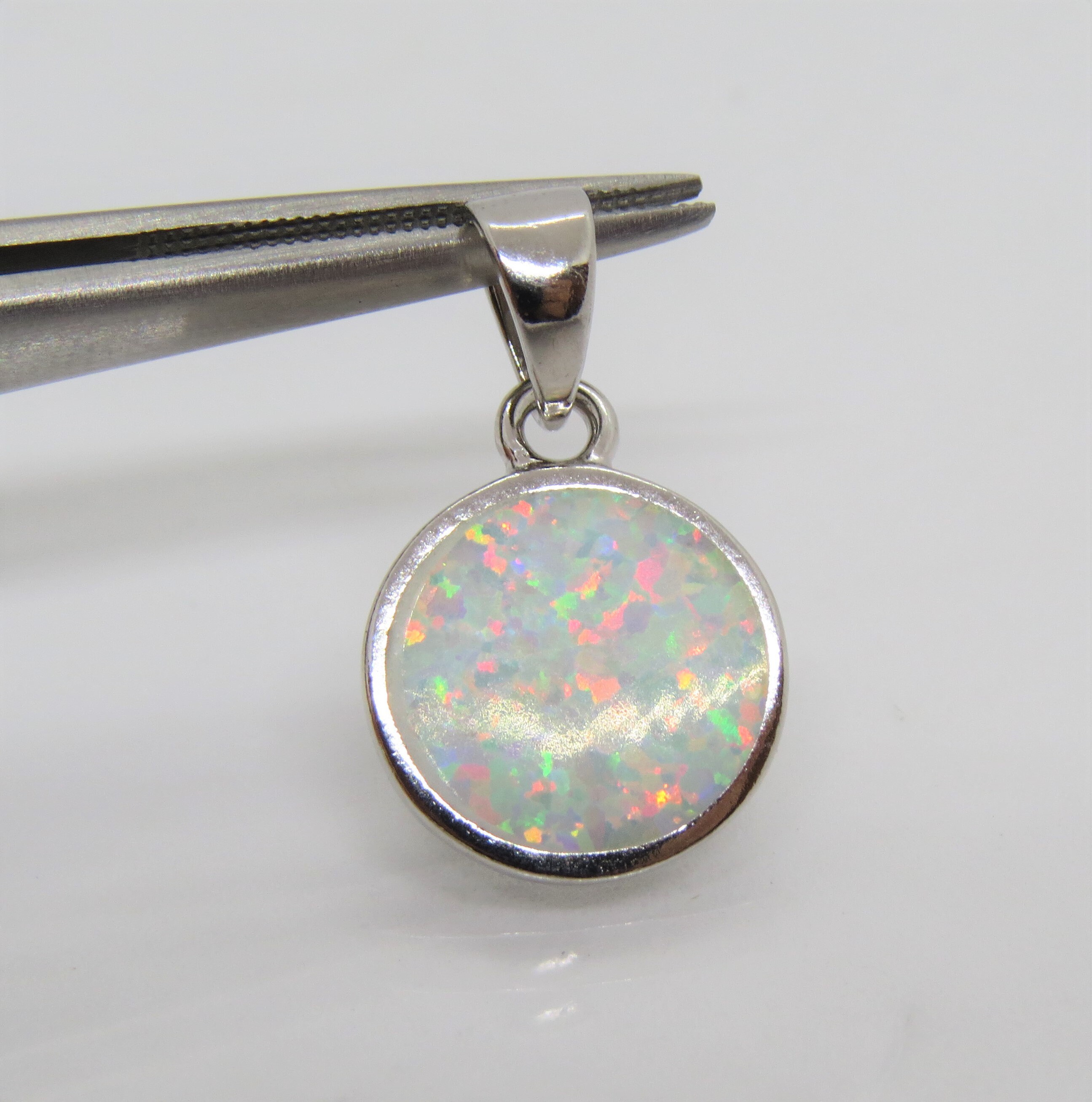 Vintage Sterling Silver Round White Opal Charm Pendant - Etsy