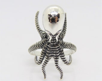 Vintage Sterling Silver Octopus Ring Size 8