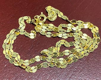 Vintage 24K 980 Pure Gold Bamboo Link Chain Necklace 16 1/2