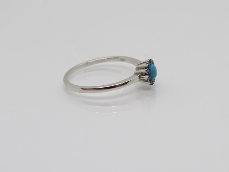 Vintage Sterling Silver Turquoise Flower Ring Size 9