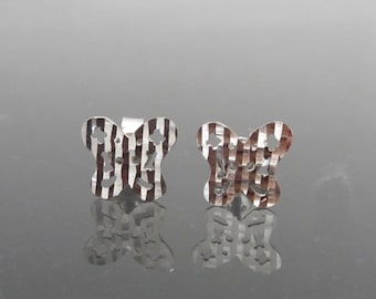 Pendientes vintage italianos de oro blanco macizo de 18 quilates 750 con forma de corazón y corte de diamante