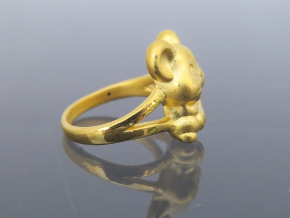 Vintage 24K 9999 Pure Gold Rat, Mouse Ring Size 6… - image 5