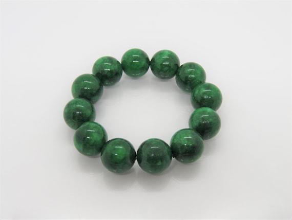 Vintage Translucent Green Jadeite Jade Bead Brace… - image 2