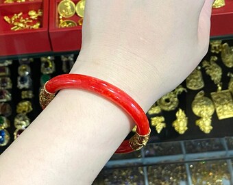 Vintage 15K 610 Solid Gold Translucent Red, Orange Jadeite Vintage 15K 610 Solid Gold Translucent Red, Orange Jadeite