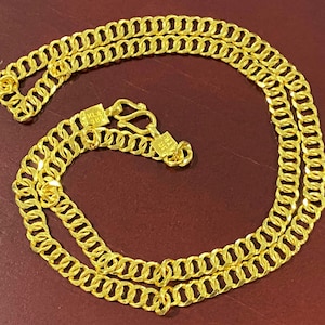 24K 980 Pure Gold Cuban Link Chain Necklace 20&#39;&#39;