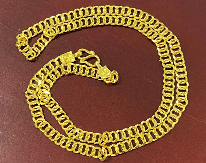24K 980 Pure Gold Cuban Link Chain Necklace 20''