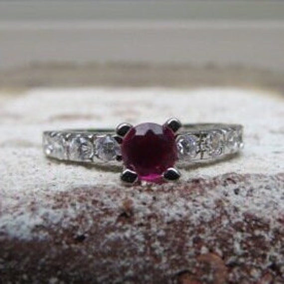 Vintage Sterling Silver Ruby Ring Size 7 - image 1