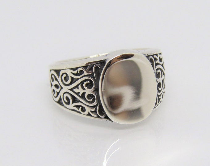 Vintage Sterling Silver Oval Dome Ring Size 8
