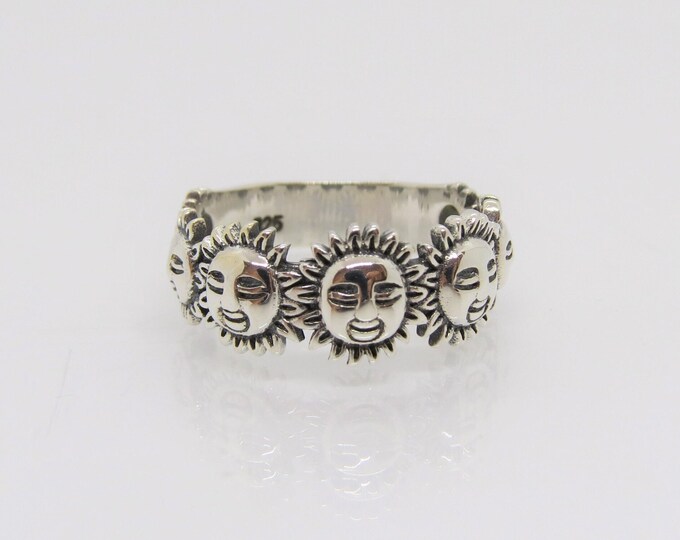 Sterling Silver Sun Band Ring Size 9