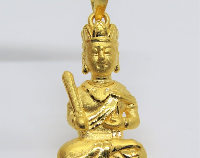 999 Pure Gold 3D bodhisattva Buddha Vintage Pendant.