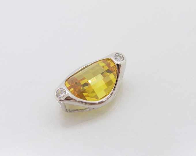 Vintage Sterling Silver Citrine & White Topaz Pendant