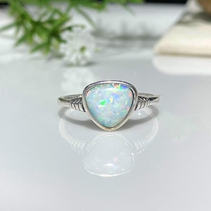Sterling Silver White Opal Ring.
