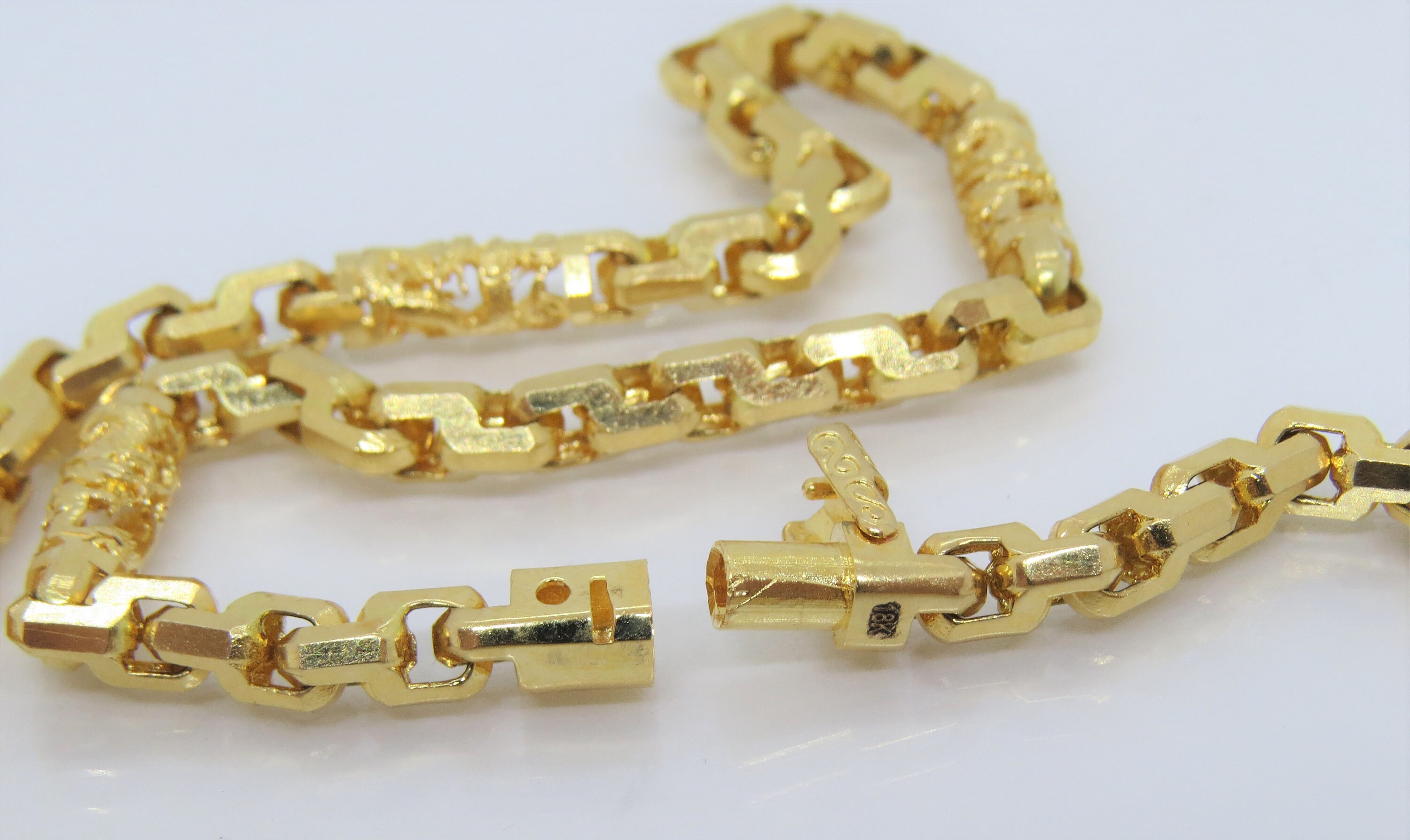 Vintage 18K Solid Yellow Gold Dragon Link Chain Heavy Gold Etsy