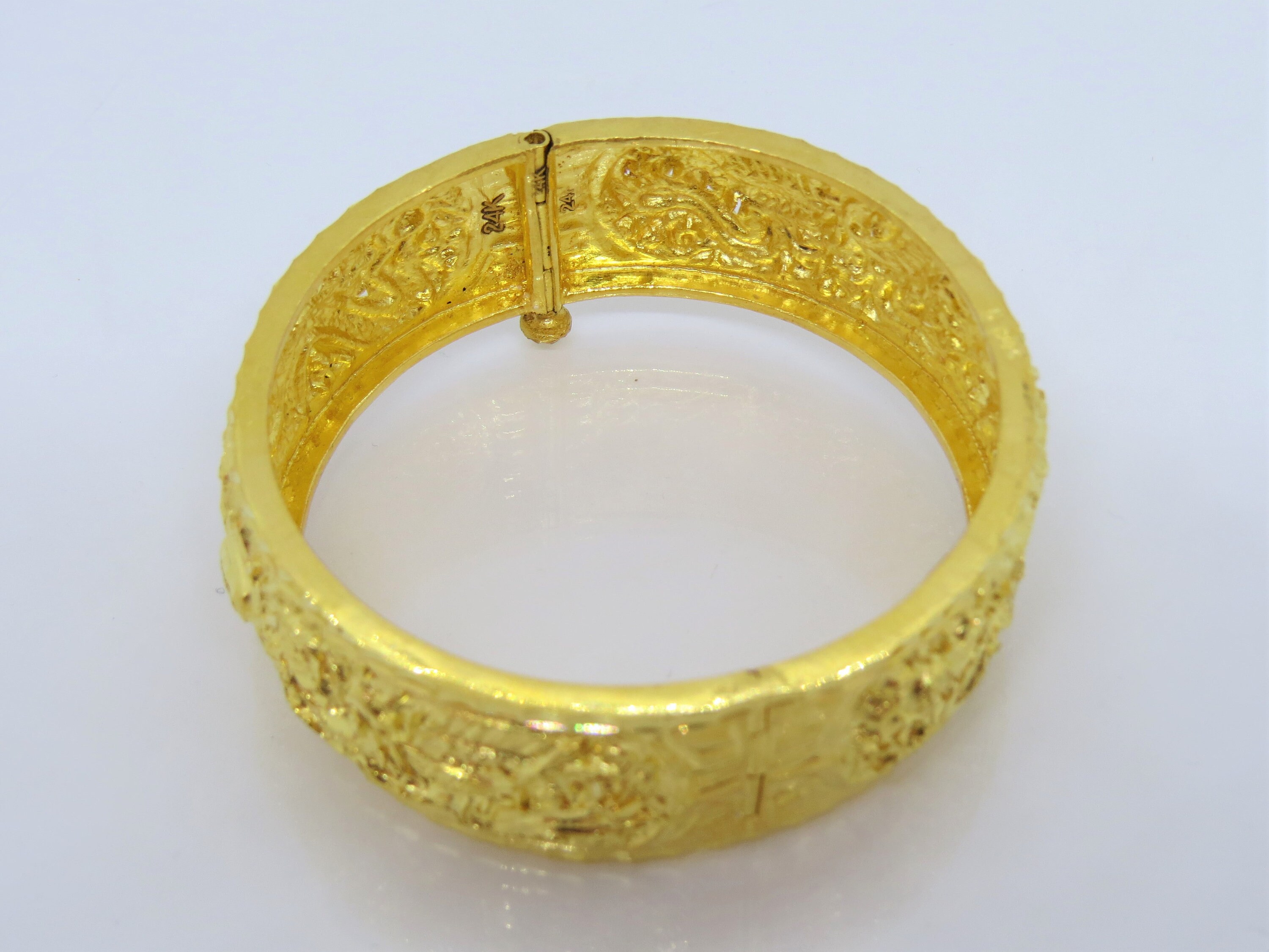 Vintage 24K Solid Pure Gold Dragon Bangle Bracelet 54.5MM Etsy