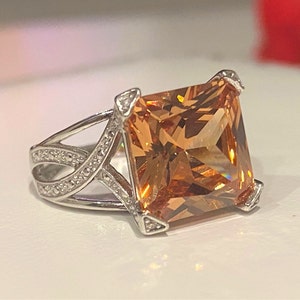 Vintage Sterling Silver Morganite Ring Size 7