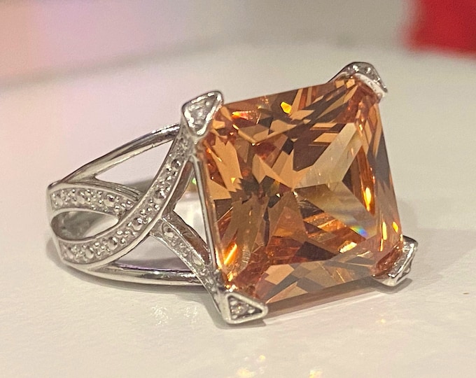 Vintage Sterling Silver Morganite Ring Size 7
