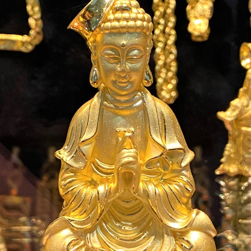 Hip Hop Eis Gold Pt Messing Mikropave Grosser Glücklicher Buddha Bling