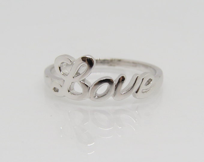 Vintage Sterling Silver Love Ring Size 7
