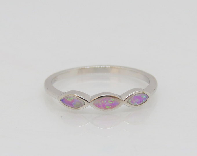 Vintage Sterling Silver Pink Opal Ring Size 7