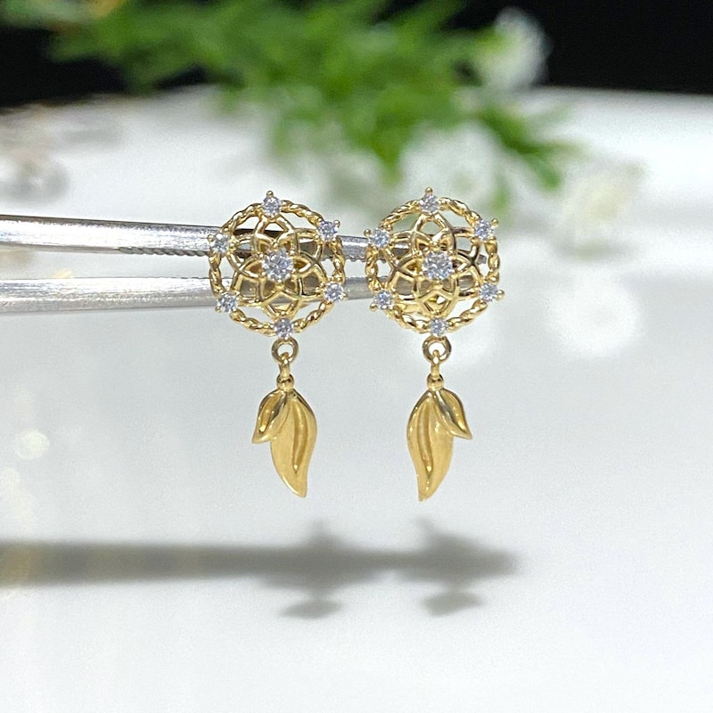 Dream Catcher Earrings in 14k Yellow Gold