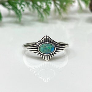 Vintage Sterling Silver Turquoise Ring Size 7