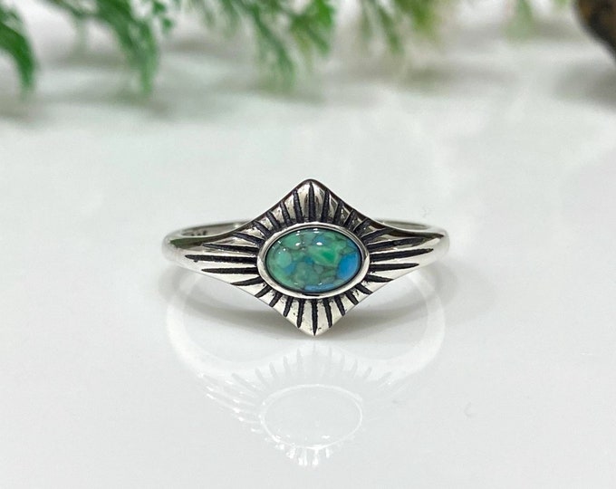 Vintage Sterling Silver Turquoise Ring Size 7
