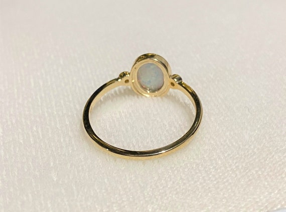 Vintage 14K Solid Yellow Gold White Opal & White … - image 2