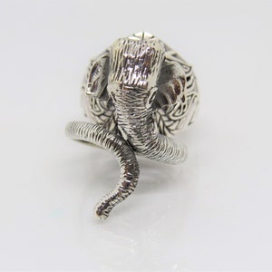 Vintage Sterling Silber Elefant verstellbarer Ring Größe 8