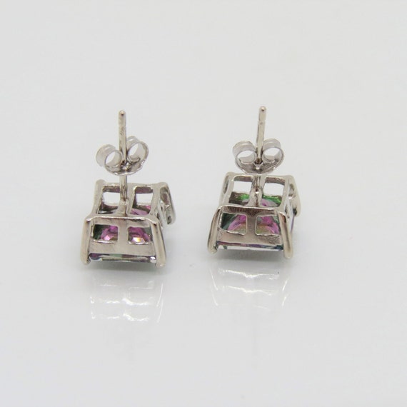 Vintage Sterling Silver Square cut Rainbow Topaz … - image 5