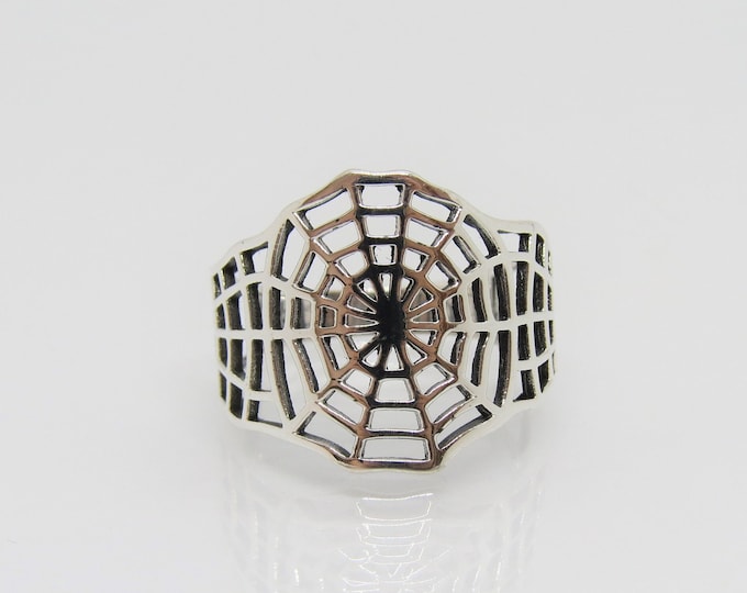 Vintage Sterling Silver Spider Web Ring Size 8