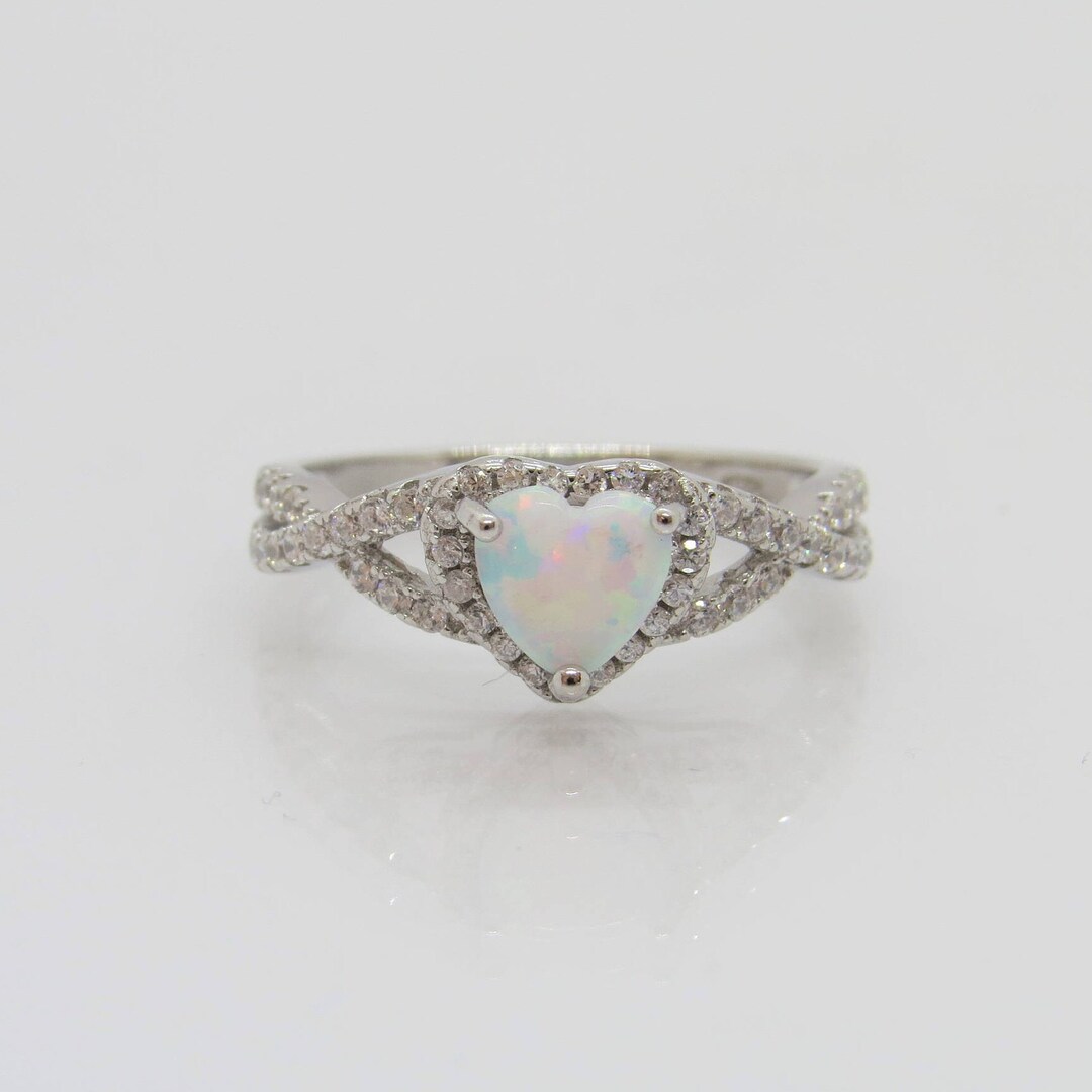 Vintage Sterling Silver White Opal & White Topaz Twisted Ring Size 7 - Etsy