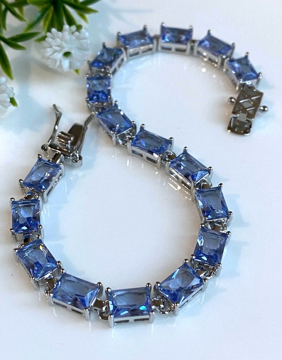 Vintage Sterling Silver Rectangular Tanzanite Lin… - image 6