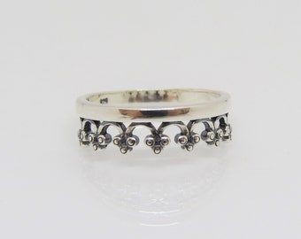 Vintage Sterling Silver Crown Ring Size 7