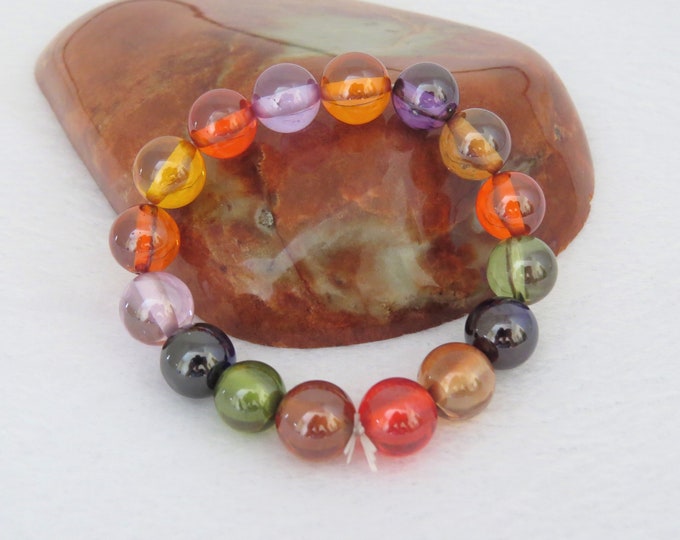 Vintage Jewelry Multicolor Naga Eye Bangle Bracelet 11.5MM