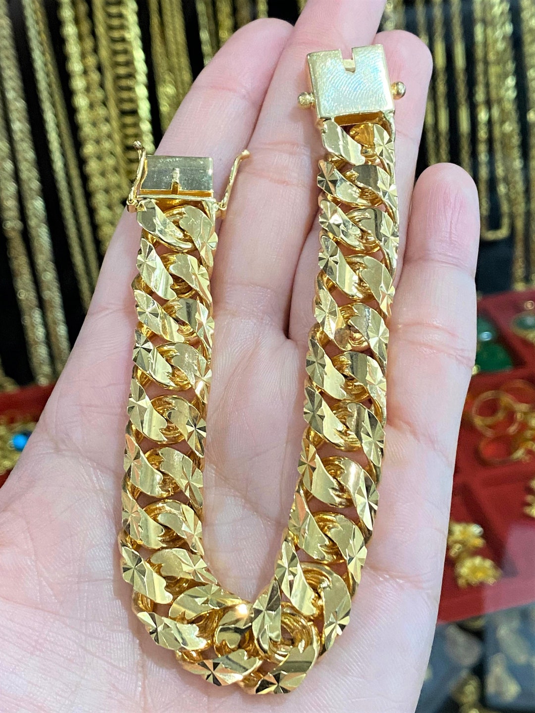 Gold Bracelet 14K Gold Cuban Link Chain Bracelet Womens -  Denmark