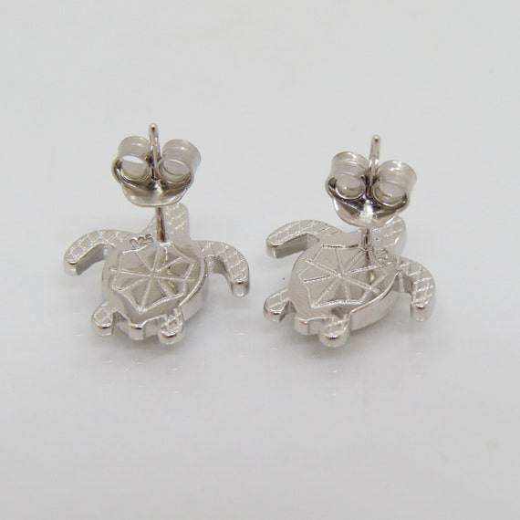 Vintage Sterling Silver White Opal Turtle Stud Ea… - image 6