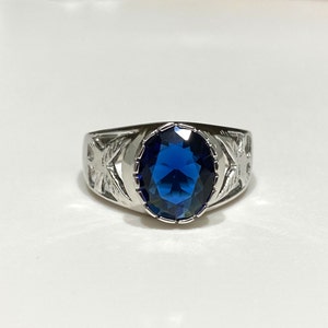 Vintage Sterling Silver Blue Sapphire Eagle Ring Size 8.5