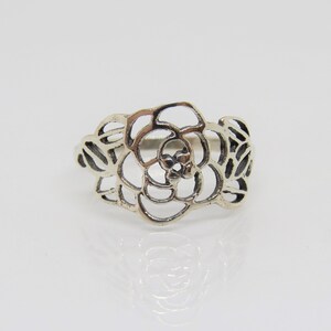 Sterling Silver Rose Flower Ring Size 7