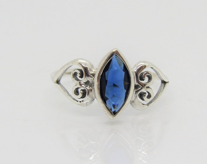 Vintage Sterling Silver Blue Sapphire Celtic Ring Size 8