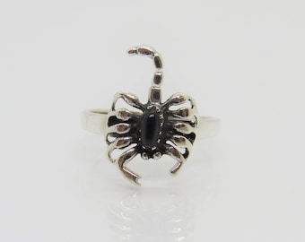 Sterling Silver Black Onyx Scorpion Ring.