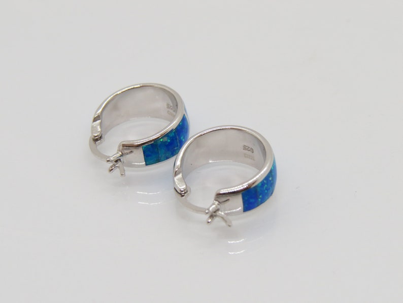 Vintage Sterling Silver Blue Opal Earrings - Etsy