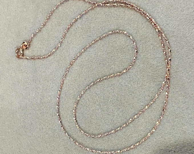 Vintage Sterling Silver 925 Rose Gold Plate Twisted Serpentine Link Chain 18''