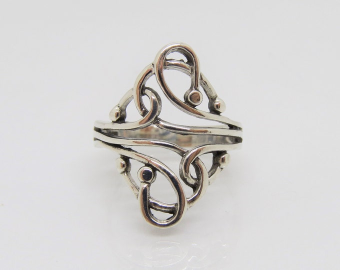 Vintage Sterling Silver Filigree Ring Size 8
